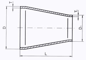 Dimensions of welding reducers